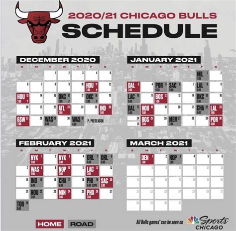 chicago bulls schedule 2020
